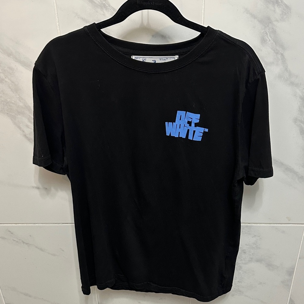 Off-White Black Tee with Blue Graphic